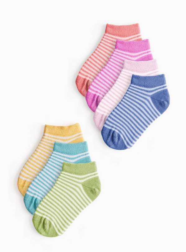 Stripe Print Trainer Socks 7 Pack 4-5.5